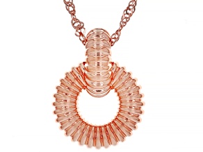 Copper Ribbed Texture Pendant With Chain
