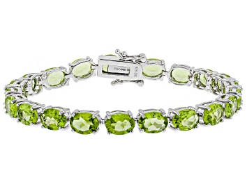 Picture of Green Peridot Rhodium Over Sterling Silver bracelet 20.53ctw