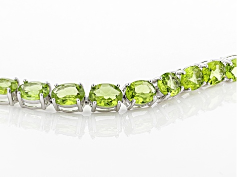 Green Peridot Rhodium Over Sterling Silver bracelet 20.53ctw