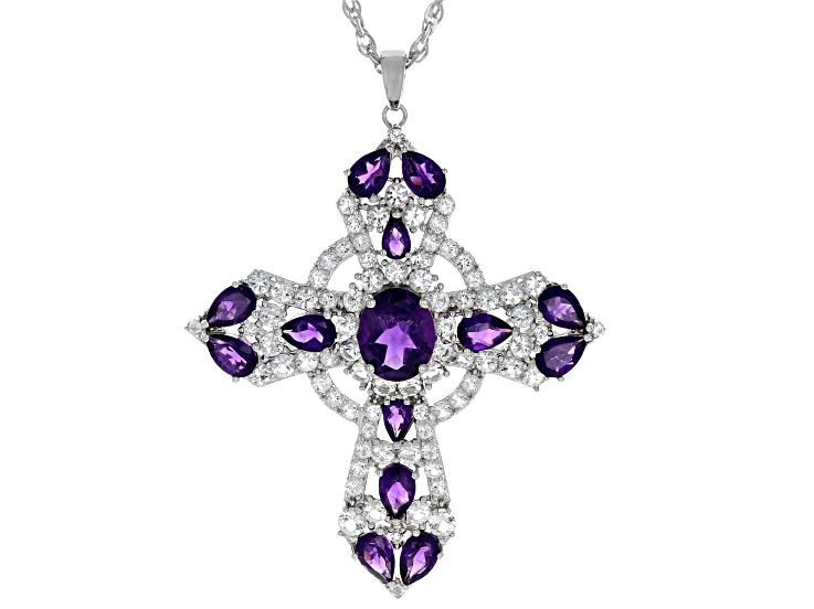 purple amethyst cross necklace