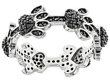 Picture of Black spinel rhodium over silver dog paw band ring .86ctw