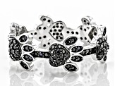 Black spinel rhodium over silver dog paw band ring .86ctw