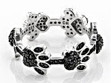 Black spinel rhodium over silver dog paw band ring .86ctw