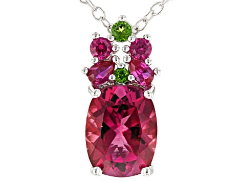 Red Lab Bixbite Rhodium Over  Silver Pendant with Chain 1.63ctw