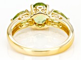 Green Peridot 18k Yellow Gold Over Silver 3-Stone Ring 1.90ctw