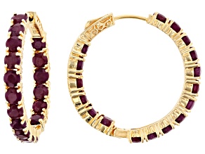 Red ruby 18k gold over silver hoop earrings 11.56ctw