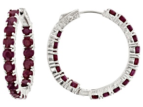 Red ruby rhodium over silver earrings 11.56ctw