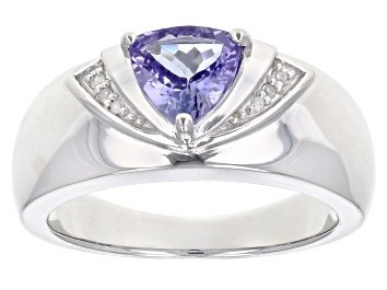 Picture of Blue tanzanite rhodium over silver ring .84ctw
