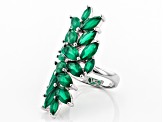 Green onyx rhodium over silver ring