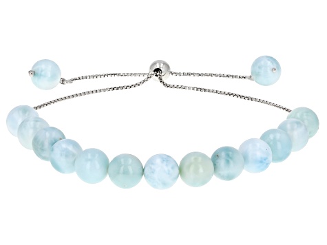 Blue Larimar Rhodium Over Sterling Silver Bracelet