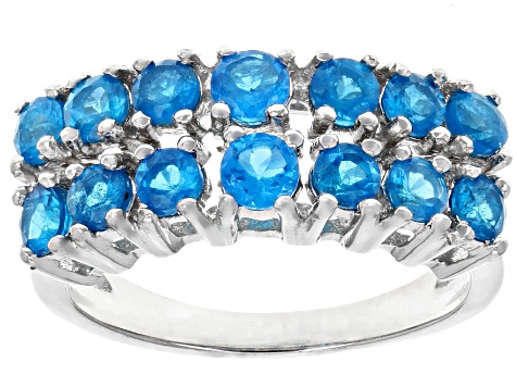 Blue Neon Apatite Rhodium Over Sterling Silver Ring 1.27ctw