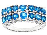 Blue Neon Apatite Rhodium Over Sterling Silver Ring 1.27ctw