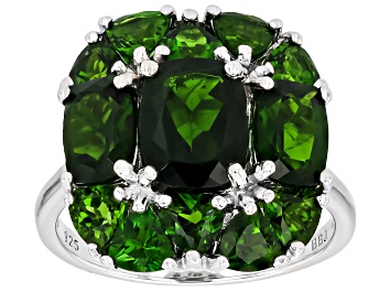 Picture of Green Chrome Diopside Rhodium Over Sterling Silver Ring 6.09ctw