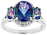 Blue Petalite Rhodium Over Sterling Silver Ring 2.86ctw