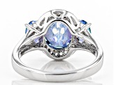 Blue Petalite Rhodium Over Sterling Silver Ring 2.86ctw