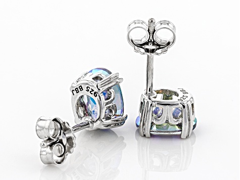 Blue petalite rhodium over sterling silver stud earrings 1.87ctw TNH166 JTV
