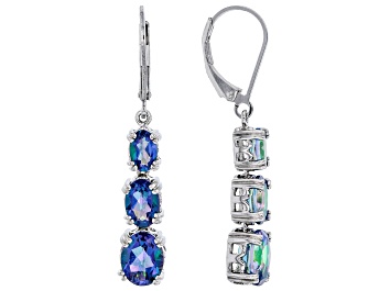 Picture of Blue petalite rhodium over sterling silver dangle earrings 3.66ctw