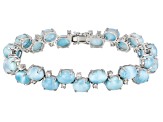 Blue larimar rhodium over silver bracelet .75ctw