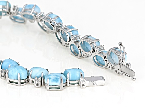 Blue larimar rhodium over silver bracelet .75ctw