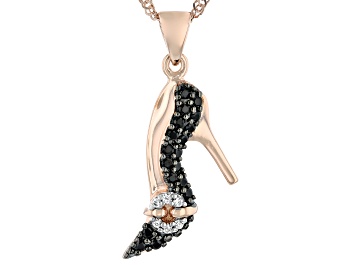 Picture of Black spinel 18k rose gold over silver pendant with chain .49ctw