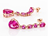 Pink Lab Created Sapphire 18k Rose Gold Over Sterling Silver Earrings 11.94ctw