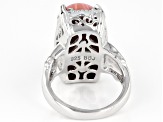 Pink Mookaite Rhodium Over Sterling Silver Ring