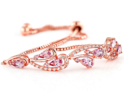 Pink color shift garnet 18k rose gold over sterling silver bracelet 2.26ctw