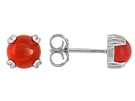 Red Carnelian Platinum Over Sterling Silver Earrings with Box