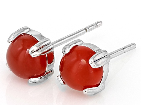 Red Carnelian Platinum Over Sterling Silver Earrings with Box