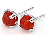 Red Carnelian Platinum Over Sterling Silver Earrings with Box