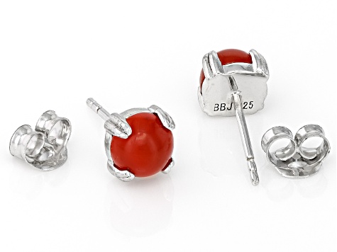 Red Carnelian Platinum Over Sterling Silver Earrings with Box