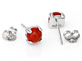 Red Carnelian Platinum Over Sterling Silver Earrings with Box