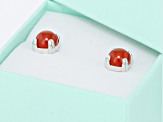 Red Carnelian Platinum Over Sterling Silver Earrings with Box