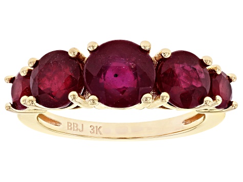 Red Mahaleo® Ruby 3k Gold Ring 4.19ctw - TRE005 | JTV.com