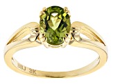 Green Peridot 3k Gold Solitaire Ring 0.95ctw