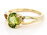 Green Peridot 3k Gold Solitaire Ring 0.95ctw