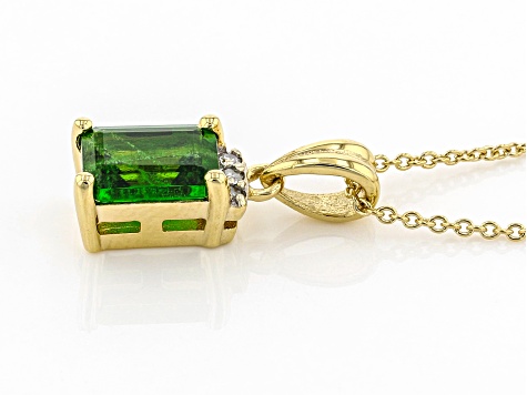 Green Chrome Diopside 3k Gold Pendant With Chain 0.86ctw