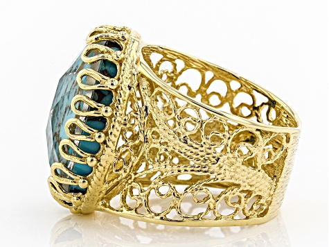 Turquoise Doublet 18K Yellow Gold Over Sterling Silver Ring