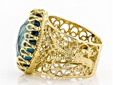 Oval Turquoise Doublet 18K Yellow Gold Over Sterling Silver Ring