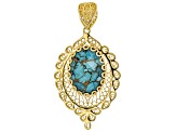 Oval Turquoise Doublet 18K Yellow Gold Over Sterling Silver Enhancer