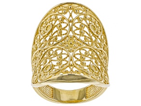 18K Yellow Gold Over Sterling Silver Filigree Saddle Ring