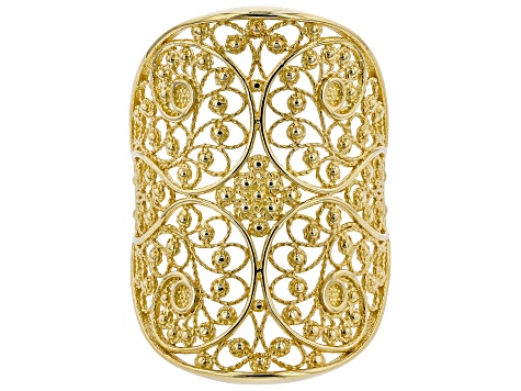 18K Yellow Gold Over Sterling Silver Filigree Saddle Ring