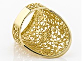 18K Yellow Gold Over Sterling Silver Filigree Saddle Ring