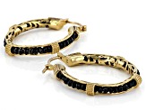 black Spinel 18K Yellow Gold Over Sterling Silver Hoop Earrings