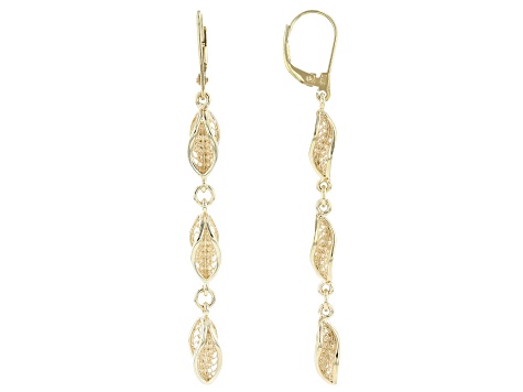18K Yellow Gold Over Sterling Silver Petite Waves Drop Earrings