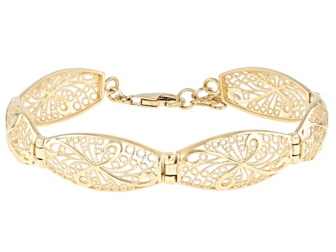 18K Yellow Gold Over Sterling Silver Filigree Bracelet