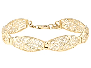 18K Yellow Gold Over Sterling Silver Filigree Bracelet