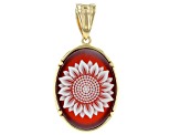 Red Agate & Resin Cameo 18K Yellow Gold Over Sterling Silver Sunflower Enhancer