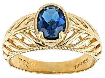 Picture of London Blue Topaz 18K Yellow Gold Over Sterling Silver Ring 1.0ct