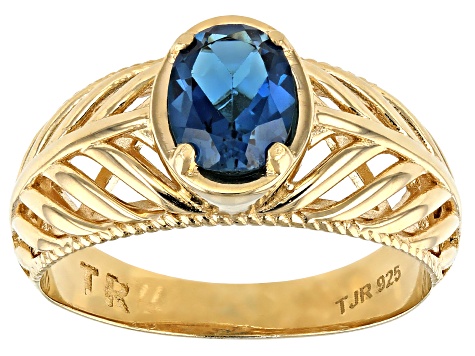 London Blue Topaz 18K Yellow Gold Over Sterling Silver Ring 1.0ct